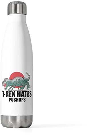 20 Unzen Isolierte Flasche Humorvolle Übung T-Rexes Liegestütze Illustration Mockeries Urkomisch Gym 20oz