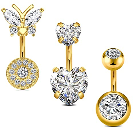 Crdifu Kurzes Bauchabelpiercing 6mm Stablänge Edelstahl Silber Gold Bauchpiercing Piercing Bauchnabel