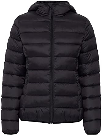 b.young BYBELENA Damen Steppjacke Übergangsjacke Jacke mit Kapuze und Reißverschluss Puffer-Jacke normale Länge, Größe:40, Farbe:Black (200451)