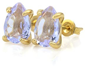 Birne Lustrous Tansanit Ohrringe - Schillern Geburtsstein Ohrringe, Statement Ohrringe, Geschenkschmuck für Frauen - Wählen Sie Ihr Material - Schmuck für Anlässe - mit Geschenkbox