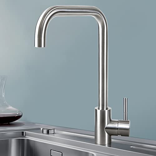 Mursche Wasserhahn Küche Küchenarmatur Hochdruck - Armatur Edelstahl Mischbatterie Spültischarmatur 360° Schwenkbar Küchenwasserhahn Spülarmaturen Einhebelmischer - Gebürstet Nickel