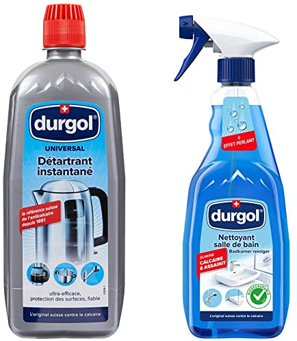 Durgol 115 Détartrant Spécial Anti Tous Objets de Ménage, 750 ml & Surface Mousse Nettoyante Salle de Bain 500 ml