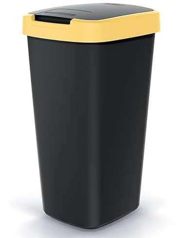Mülleimer Müllbehälter Abfalleimer Biomülleimer mit Deckel Abfallsammler Mülltonne 53 x 29 x 26cm Papierkorb 25L Schwingeimer (Gelb)
