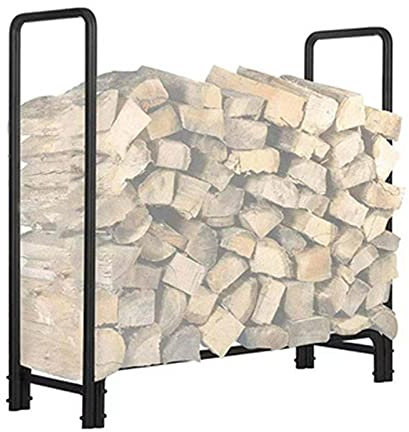 Kaminholzständer Kaminholzregale Schwerlast Holzregal Indoor/Outdoor Feuerholz Lagerung Schwarz Stahl Brennholz Halter Stark und stabil (Farbe: Schwarz, Größe: 116x35x117,4cm) (Schwarz 116x35x117,4cm)
