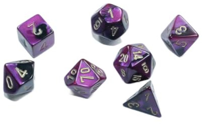 Gemini® Mini-Polyhedral Black-Purple/gold 7-Die Set