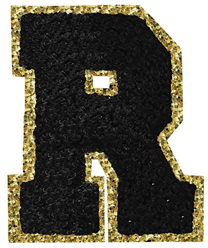 Letter Patches Iron on 3Pcs Chenille Letters for Jackets Varsity Letters Patches Letterman Glitter Patches Iron on Letter Black R