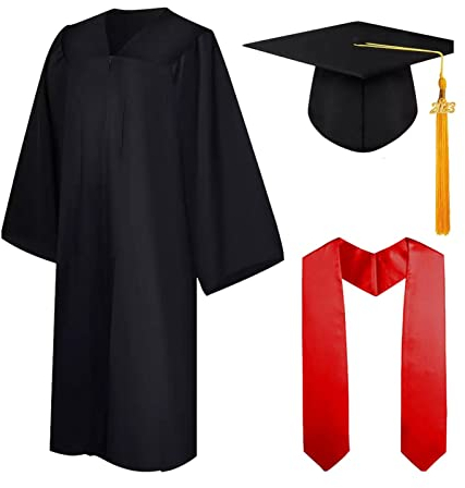 Bexdug Graduation Gown and Mortarboard Hat | Academic Robe | Graduation Costume Teen Outfit for High School, College, University Ceremonies