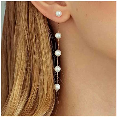 Aneneiceera Vintage Perlen Ohrringe - Lange Quaste Gold Perlenkette Lineare Hochzeit Schmuck Für Frauen Und Mädchen