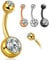 14G Kugel Bauchnabelpiercing Gold, Chirurgenstahl, Antiallergie Lang Nabelpiercing Belly Piercing, 8mm Stablänge