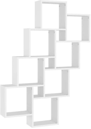 vidaXL Étagère Murale Cube, Support Suspendu avec Compartiments, Meuble Flottant Salon Salle de Séjour, Moderne, Blanc Bois d'Ingénierie