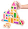 Childlike Behavior Bausteine Holz-Acryl Montessori Spielzeug - Regenbogen Holzbauklötze 25-er Set mit 8 Formen und bunten Farben zur Förderung der Form- und Farberkennung - bauklötze