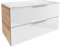 FACKELMANN B.Brillant Waschbeckenunterschrank – inklusive weißem Waschbecken aus Glas – Hängend und Front aus lackiertem Glas – Badschrank in Weiß & Eiche (100 x 56 x 50 cm)