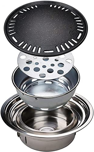 TEmkin Gasgrill, rauchfrei, für Zuhause, Holzkohle, rund, Kleiner Grill, Außengrill, Benzin, gewerblicher Grill, Holzkohle