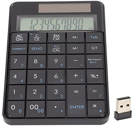 Bewinner Calculadora Inalámbrica Teclado Numérico, Ergonómico 29 Teclas Portátil Mini Contabilidad Financiera Teclado Numérico USB con Panel Solar para Oficina/hogar