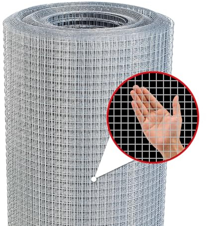 Hardware Cloth,1/2inch 48inx100ft 19 Gauge,Double-Layer Hot-Dip Galvanizing After Welding,Chicken Wire Fence Wire Mesh Fence Poultry Netting Garden Fence Tree Guard Rolls Chicken Coop Accessories