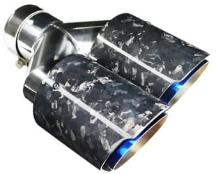 Auspuffblenden Endverkleidung Doppelrohr Y-Stil Heckhals Kohlefaser Edelstahl Auspuffspitzen Doppelendrohr Für B&MW (Color : Inlet 60 Outlet101mm)