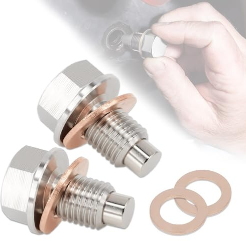 2 Stück Magnetische Ölablassschraube, M14 x 1,5 Magnetische Dichtung Ölwannenablassmutter, Ölwannenwanne Aus Rücklaufablassschraube Auto Adapter mit 4 Dichtungen