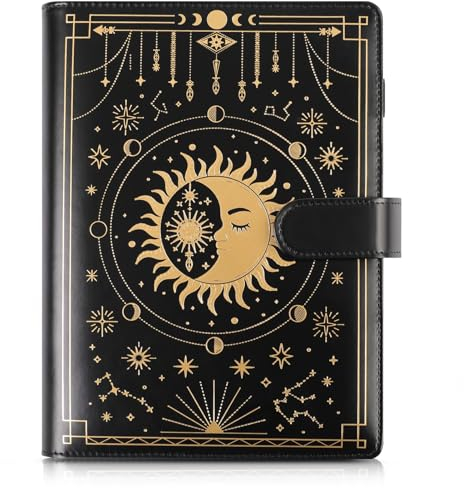 SKYDUE A5 Binder, A5 Ringbuch Kunstleder, Ringbuch A5 Nachfüllbar, Budget Binder A5, Notizbuch A5(Innenpapier Nicht Enthalten), Organizer A5 Für Büro Schule Und Reisearbeit(Schwarz)