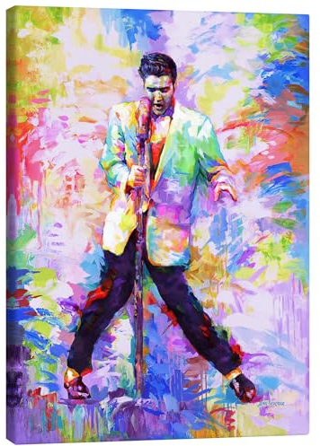 Elvis Presley Pop Art Leinwandbild von Leon Devenice 20 x 30 cm Bunt Pop Art Wanddeko