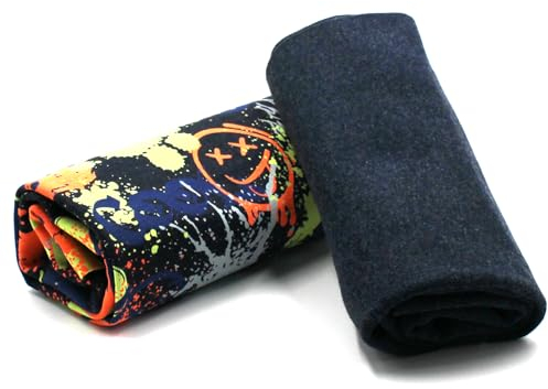 VmG-Store Jerseystoff Set farblich abgestimmt Design + Uni je 0,5mx1,5m 95% Baumwollstoff 5% Elasthan Tex Standard 100 (Graffiti + Navy Meliert Set17)