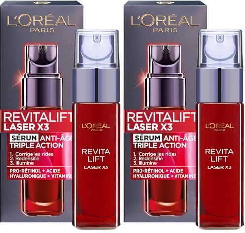 L'Oréal Paris - Revitalift Laser X3 - Sérum Visage Anti-Âge Peau Neuve Triple Action Multi-Correction - À l'Acide Hyaluronique et au Pro-Xylane Concentré (3%) - Pour Tous Types de Peaux - 30 ml