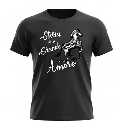 Generico T-Shirt Storia di Un Grande Amore Coro j u v e Calcio Maglia Nera da Uomo Stampata Direttamente su Tessuto (IT, Testo, L, Regular, Regular, Nero)