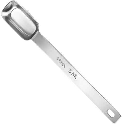 cobee 2 cucchiai dosatori da 1/3 cucchiaino da 5 ml, in acciaio inox, con manico lungo, cucchiaio dosatore in metallo per cucina, cottura, caffè, cibo