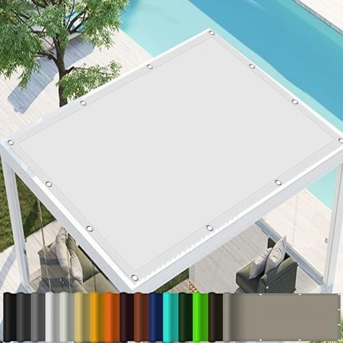 Rectangular Toldo Vela de Sombra 0.5 x 4.6 m Lona Camping Sombra Toldos Impermeable con Ojales y Cuerdas de Fijación Tela Toldo Sombra para Exteriores Terraza, Blanco