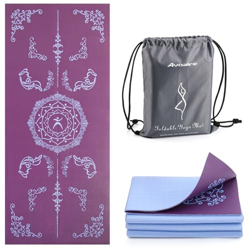 Avoalre Yogamatte 183X80CM, Faltbare Gymnastikmatte mit Tasche, 6MM Trainingsmatte 2~3KG Tragbare Yoga Matte Doppelfarbig Farbe, Pilates & Workout Yogamatte
