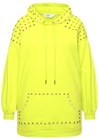 Angel of Style Damen große Größen Übergrößen Plus Size Hoodie, Oversized, Kapuze, Ziernieten, Ballon-Ärmel Lime 46 833352408-46