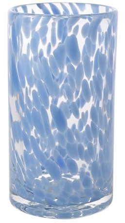 Widdop and Co Hestia Blue Glass Tall Confetii Vase - 19cm x 10cm x 10cm - Beautiful Design - Slim Decorative Vase for Long Stemmed Flowers, Home, Kitchen, Office