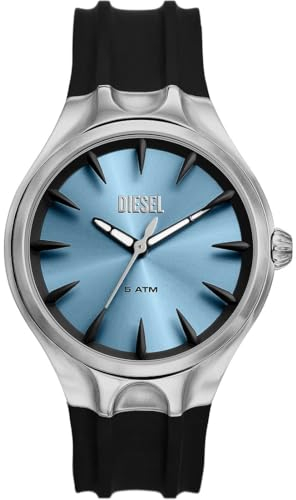 Diesel Herren Analog Quarz Uhr mit Silikon Armband DZ2216