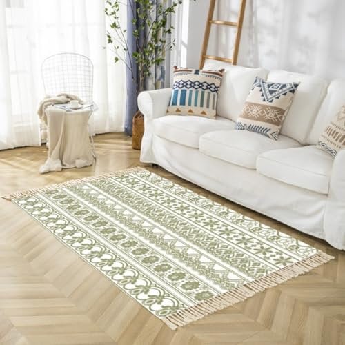 Tomifine Tappeto da Cucina, Bohémien Tappeti con Nappe Tessuto Lavabile Antiscivolo Tappeto per Ingresso, Soggiorno, Camera da letto (50x80 cm,A01)