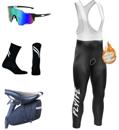 FLYIFE Salopette Ciclismo Uomo Lunga Ciclismo Pantaloni Imbottiti,Salopette Ciclismo, Pettorina e Pantaloni, Fondello Imbottito 8D in Camoscio, Quick Dry, (Typ-3,M)