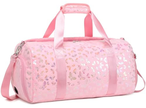 Peluche Borsa Sportiva Bambina Tote da Palestra Borsa Viaggio Bambini Farfalla Borsa da Danza Bambina Borsa da Balletto per Bambini Borsa da Viaggio Borse Sportive da Ginnastica