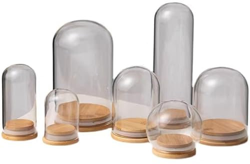 HAEUYA Glasglocke, Tischvitrine, versiegelte Glasglocke mit Holzsockel, transparentes Borosilikatglas, Leere Glasflaschen, Präsentation for Geschenke, Pflanzen, Bastelarbeiten(20 * 40cm)