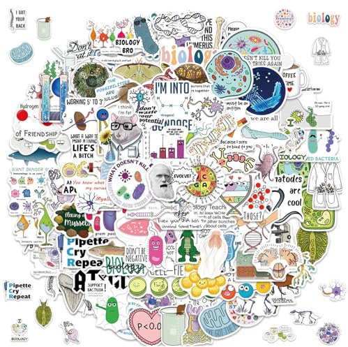 100 Stück Biologie Labor Aufkleber, Physik Biologie Aufkleber, Biologie Sticker Set, Student Wissenschaftlich Aufkleber, Auto Laptop Vinyl Stickers Wasserdicht, für Jugendliche Kinder Erwachsene