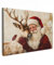 MuchoWow© Bild auf Leinwand Groß 120x80 cm XXL Weihnachtsdeko Schlafzimmer Bilder Badezimmer Wand Deko Wohnzimmer Weihnachtsgeschenke Modern Bilderwand Geschenk Weihnachtsmann - Rentier - Weihnachten
