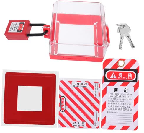KITANDOVE Notfall-schalterabdeckung Mit Schloss Und Schlüssel Schützende Abdeckung Für Lichtschalter Kindersicherung Langlebige Pc-materialien Warnschild Set