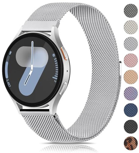 Vancle Armband für Samsung Galaxy Watch 7 Armband 40mm 44mm Damen Herren,Metall Mesh Edelstahl Ersatzarmband 20mm Uhrenarmband für Samsung Galaxy Watch FE 40mm(Silber)