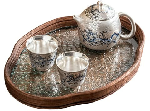 Liu Yin Blue and White Dragon Dan Pot, Home Tea Brewing Kung Fu Tea Set - One Pot, Two Cups + Begonia Plate