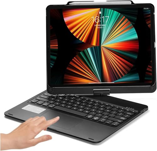 NUWONAYA Rotatable Keyboard Case for iPad Air 13 (M4/M3/M2)/Pro13(M5/M4)/Pro 12.9(6th/5th/4th/3rd Gen), Smart Cover with Trackpad Backlit Keyboard, Black