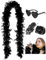 DAJOOEE 45g 2 Yard Federboa mit Glitzer und Herz-Sonnenbrille für Frauen und Teenager-Mädchen Junggesellinnenabschied Party Halloween Kostüm (Schwarz)