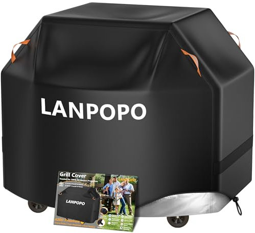 Heavy Duty & Thick BBQ Cover for Grill - Waterproof, UV & Fade Resistant Gill Cover, Fit for Weber, Brinkmann, Char Broil, Outback and More,All-Weather Protection with Drawstring, Hook & Loop Straps