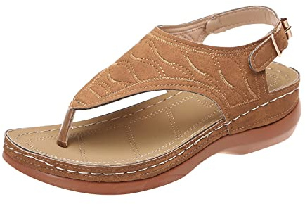 Wyongtao Sandales Compensées Femme Été Confortable Chaussure Orthopedique Femmes Décontracté Couleur Unie Mules Femme Cuir Claquette Plateforme Mode Tongs De Piscine Chaussures De Plage Pas Cher