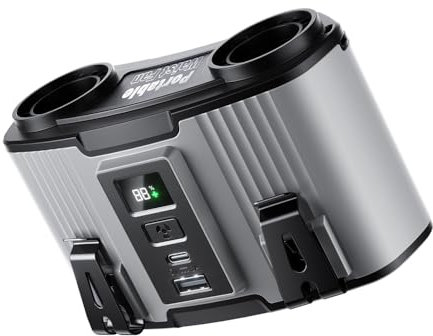 Sungive ventilateur de hanches avec powerbank 24000mAh, 2 ports USB, 10 vitesses intelligentes, design ultra-silencieux (80h), clips rotatifs doubles, charge rapide USB-A & Type-C.(Gris)