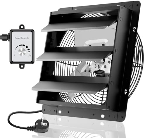 HG Power 300 mm Extracteur d'Air avec Régulateur et Moteur EC 1650 m³/h | Alliages d'aluminium, pour Ventilation des Greniers Ateliers et Garages, avec Prise UE