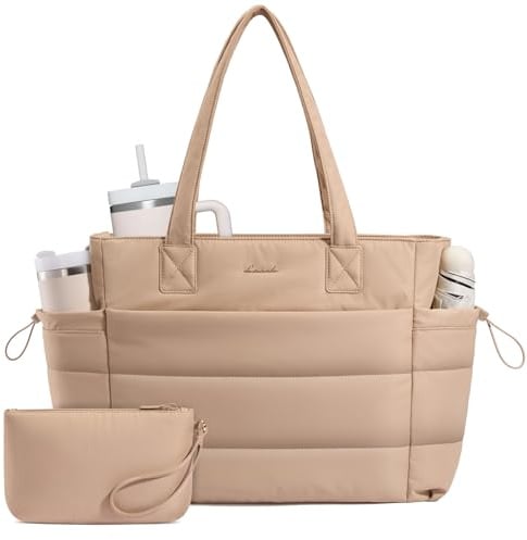 LOVEVOOK Handtasche Damen Shopper Tasche Groß Tote Bag Puffer Arbeitstasche | Lehrertasche Leicht 15,6 Zoll Laptoptasche mit Kleiner Tasche, Schultasche Handbags Women für Uni Schule Business Büro