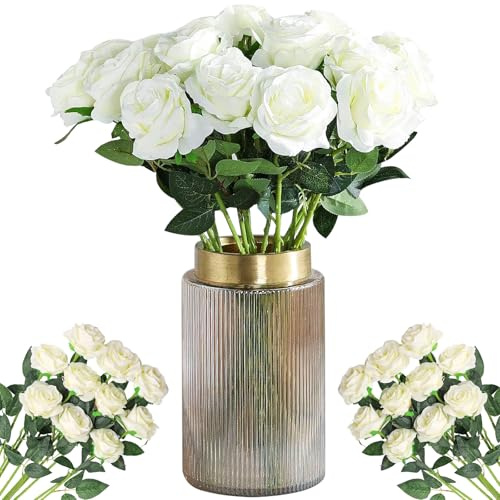 Realistische Kunstrosen, 12 Stück Langstielige Künstliche, 19.68 '' Kunstblumen Seidenblumen Rosen, Seidenblumen Fake Rose, Rose Braut für DIY Hochzeit, Hochzeitsstrauß, Valentinstag, Muttertag