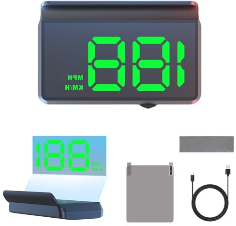 Head Up Display Auto, Gps Tacho USB-Plug-and-Play 9 cm (Grünes Licht) | Geschwindigkeitsmesser Universelle Auto HUD Head Up Display mit Haube für Alle Fahrzeugtypen